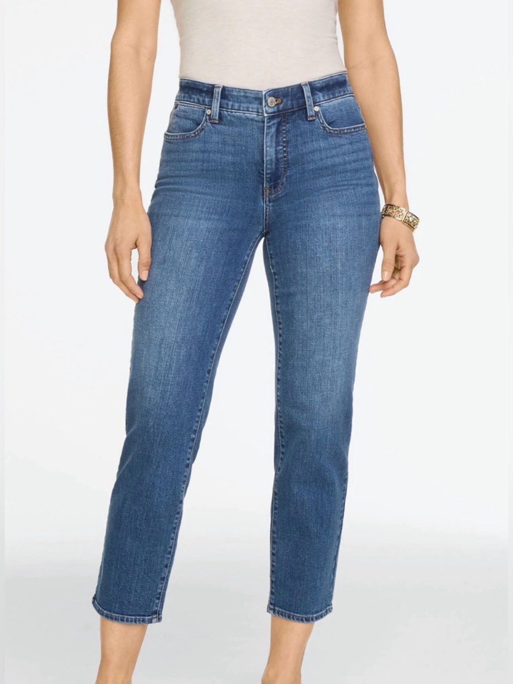 Talbots Women's s8 Straight Crop Lightweight Jeans - CLARENDON WASH 5-Pocket